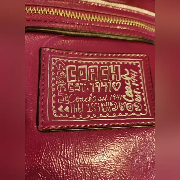 Coach Poppy Daisy Patent Leather Shoulder/Tote Bag- Raspberry Purple - Picture 5 of 16